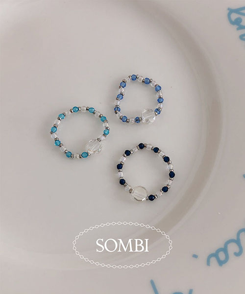 [SOMBI] 워터 블루 비즈 반지 (3color)