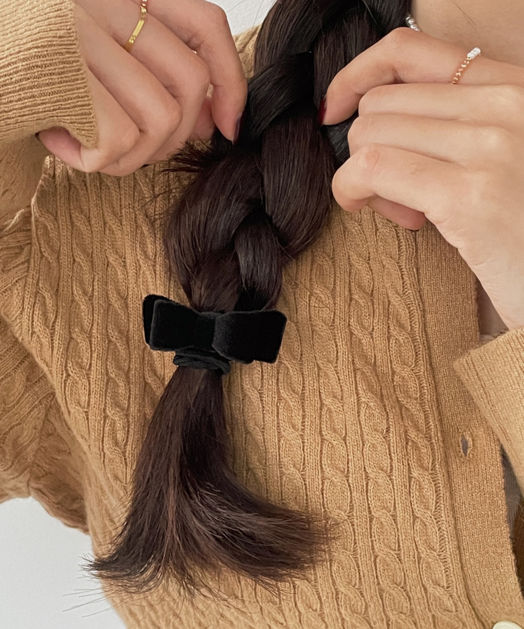 베이비 리본 벨벳 머리끈 (6color)