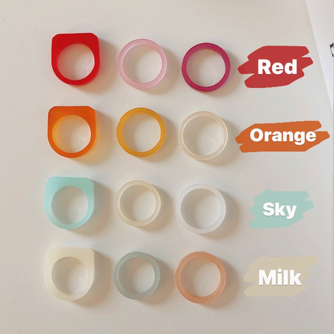 젤리블리 아크릴 반지 세트 (3pcs/4color)