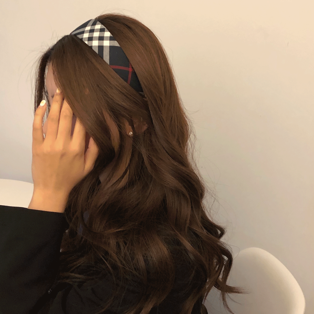 체크 레트로 하이틴 헤어밴드 머리띠 (2color/3size)